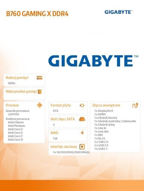Płyta główna B760 GAMING X s1700 DDR4 ATX Płyta główna B760 GAMING X s1700 DDR4 ATX