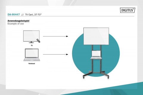 Stojak mobilny pojedynczy z półką 1xLCD max. 70" max. 50kg, VESA max. 600x400 Stojak mobilny pojedynczy z półką 1xLCD max. 70" max. 50kg, VESA max. 600x400