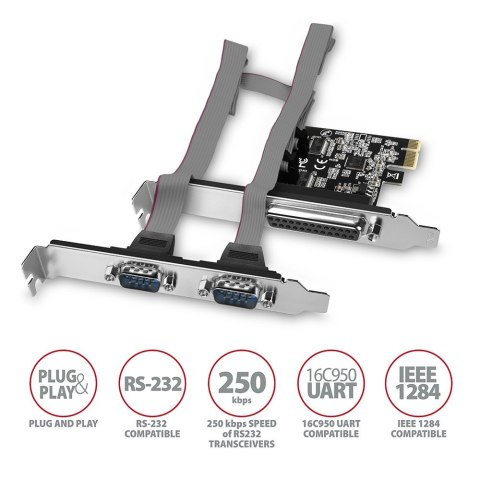 PCEA-PSN Kontroler PCIe 1x port równoległy LPT + 2x port szeregowy RS232 250 kbps, w zestawie SP & LP PCEA-PSN Kontroler PCIe 1x port równoległy LPT + 2x port szeregowy RS232 250 kbps, w zestawie SP & LP