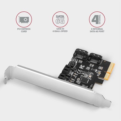 PCES-SA4X4 Kontroler PCIe 4x wewnętrzny port SATA 6G, ASM1164, SP & LP PCES-SA4X4 Kontroler PCIe 4x wewnętrzny port SATA 6G, ASM1164, SP & LP