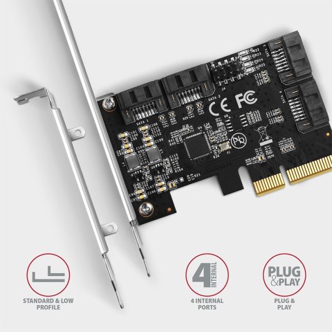 PCES-SA4X4 Kontroler PCIe 4x wewnętrzny port SATA 6G, ASM1164, SP & LP PCES-SA4X4 Kontroler PCIe 4x wewnętrzny port SATA 6G, ASM1164, SP & LP