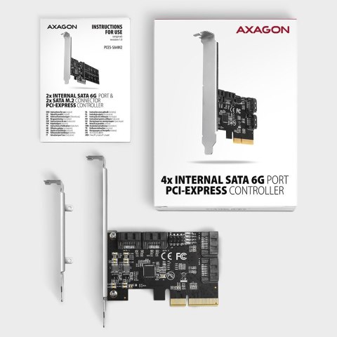 PCES-SA4X4 Kontroler PCIe 4x wewnętrzny port SATA 6G, ASM1164, SP & LP PCES-SA4X4 Kontroler PCIe 4x wewnętrzny port SATA 6G, ASM1164, SP & LP