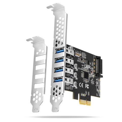 PCEU-43RS Kontroler PCIe 4x port USB 3.2 GEN 1, UASP, chipset Renesas, 15-pin SATA zasilacz, dual power PCEU-43RS Kontroler PCIe 4x port USB 3.2 GEN 1, UASP, chipset Renesas, 15-pin SATA zasilacz, dual power