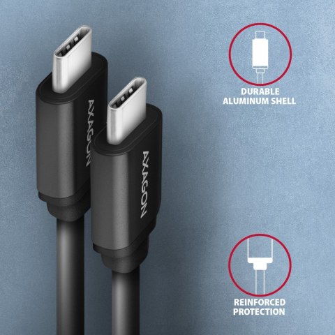 BUCM-CM20TB Kabel Twister USB-C - USB-C, 1.1m USB2.0 3A ALU, czarny