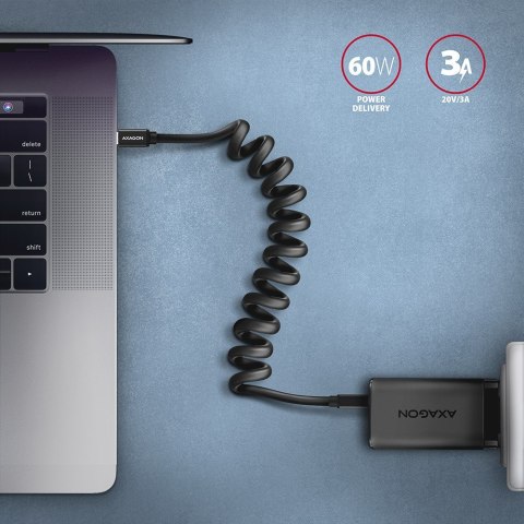 BUCM-CM20TB Kabel Twister USB-C - USB-C, 1.1m USB2.0 3A ALU, czarny