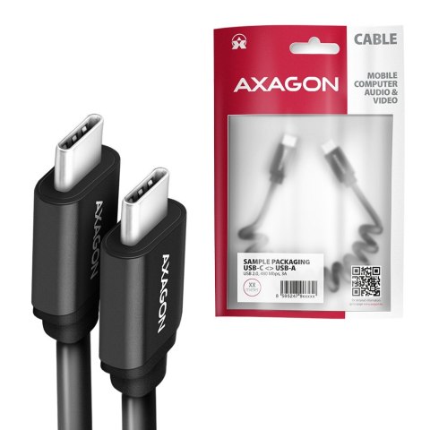 BUCM-CM20TB Kabel Twister USB-C - USB-C, 1.1m USB2.0 3A ALU, czarny