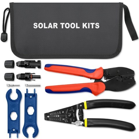 Zestaw narzędzi solarnych kompatybilnych ze złączami MC4 | Zaciskarka + Szczypce do ściągania izolacji Zestaw narzędzi solarnych kompatybilnych ze złączami MC4 | Zaciskarka + Szczypce do ściągania izolacji