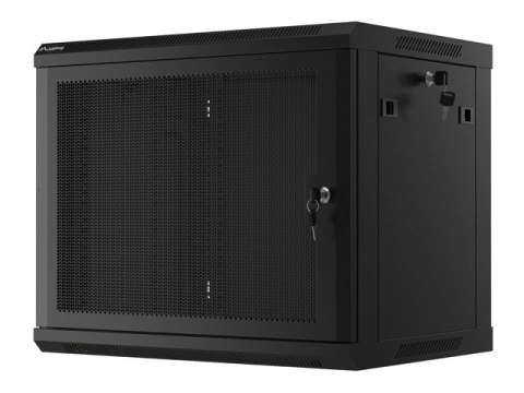 Szafa wisząca 19 cali 9U 600x450 drzwi perforowane (flat pack) czarna