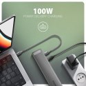 HMC-10HLS Wieloportowy hub USB 9in1, 5Gbps, 4x USB-A, HDMI 4K/60Hz, GLAN, SD/microSD, PD 100W, 25cm USB-C kabel