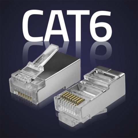 Wtyk przelotowy złącze RJ45 | CAT6 | FTP | Pass Through | Pozłacane styki | 100 sztuk Wtyk przelotowy złącze RJ45 | CAT6 | FTP | Pass Through | Pozłacane styki | 100 sztuk