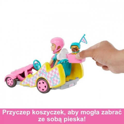 Lalka Barbie Stacie i pojazd filmowy Gokart Lalka Barbie Stacie i pojazd filmowy Gokart