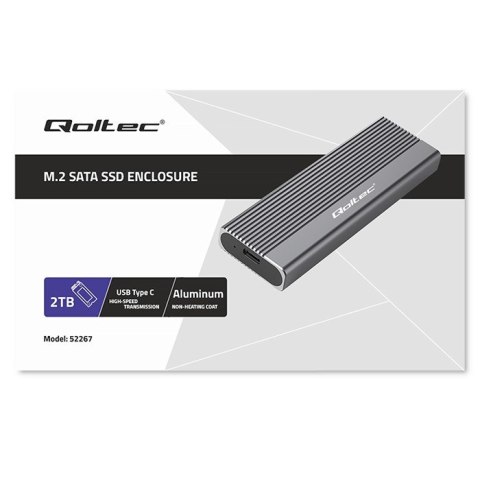 Obudowa | kieszeń na dysk SSD M.2 | SATA | NGFF | USB-C | Super speed 6Gb/s | 2TB | Szara Obudowa | kieszeń na dysk SSD M.2 | SATA | NGFF | USB-C | Super speed 6Gb/s | 2TB | Szara