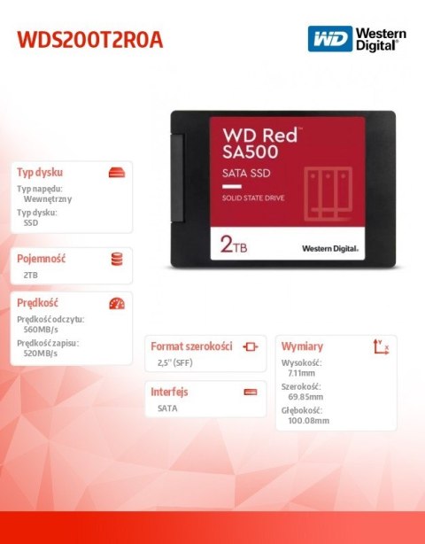 Dysk SSD Red 2TB SATA 2,5 WDS200T2R0A Dysk SSD Red 2TB SATA 2,5 WDS200T2R0A