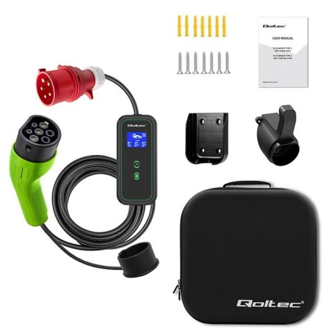 Mobilna ładowarka do samochodu elektrycznego EV z regulacją 2w1 Typ2 | 11kW | CEE 5 PIN | LCD | 3 fazy | Przenona | Wallbox | 5