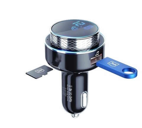 Ładowarka samochodowa transmiter Bluetooth 2xUSB-A + czytnik kart+ Bluetooth Ładowarka samochodowa transmiter Bluetooth 2xUSB-A + czytnik kart+ Bluetooth