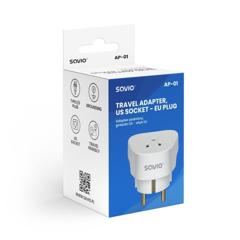Adapter podróżny, gniazdo US wtyk EU AP-01 Adapter podróżny, gniazdo US wtyk EU AP-01