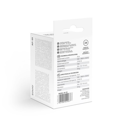 Adapter podróżny, gniazdo US wtyk EU AP-01 Adapter podróżny, gniazdo US wtyk EU AP-01