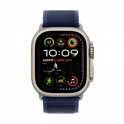 Watch Ultra 2 GPS + Cellular, koperta 49 mm z tytanu w kolorze naturalnym z opaską Trial S/M w kolorze niebieskim Watch Ultra 2 GPS + Cellular, koperta 49 mm z tytanu w kolorze naturalnym z opaską Trial S/M w kolorze niebieskim