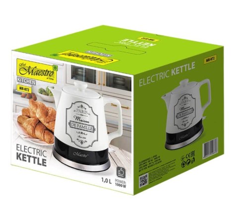 Ceramiczny czajnik elektryczny "PARIS MAISON" 1,0l 1200W MR-072 Ceramiczny czajnik elektryczny "PARIS MAISON" 1,0l 1200W MR-072