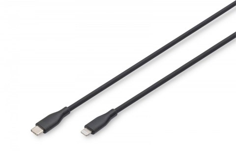 Kabel zasilający silikonowy USB-C - Lightning, USB 2.0 60W, certyfikat MFI, 2m Czarny Kabel zasilający silikonowy USB-C - Lightning, USB 2.0 60W, certyfikat MFI, 2m Czarny