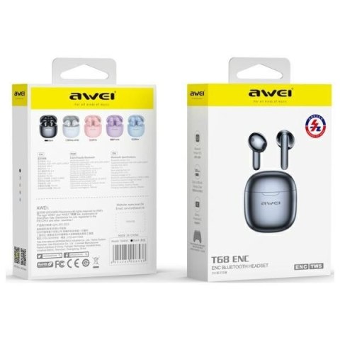 Słuchawki Bluetooth 5.3 T68 TWS ENC Czarne Słuchawki Bluetooth 5.3 T68 TWS ENC Czarne