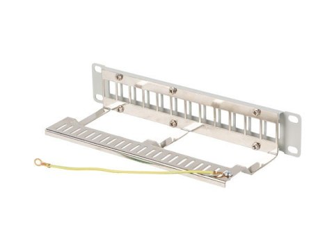 Patch Panel 12 Port 1U 10 cali FTP z organizerem do modułów keystone szary Patch Panel 12 Port 1U 10 cali FTP z organizerem do modułów keystone szary