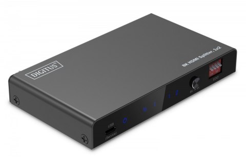 Rozdzielacz/Splitter HDMI 1x2, 8K/60Hz (4:4:4) z HDR, 48 Gbps, HDCP 2.3. Toslink / Stereo , EDID Rozdzielacz/Splitter HDMI 1x2, 8K/60Hz (4:4:4) z HDR, 48 Gbps, HDCP 2.3. Toslink / Stereo , EDID