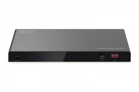 Rozdzielacz/Splitter HDMI 1x4, 8K/60Hz (4:4:4) z HDR, 48 Gbps, HDCP 2.3. Toslink / Stereo, EDID