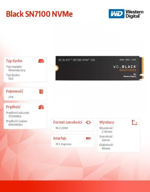 Dysk SSD Black 2TB SN7100 NVMe 2280 M2 Dysk SSD Black 2TB SN7100 NVMe 2280 M2