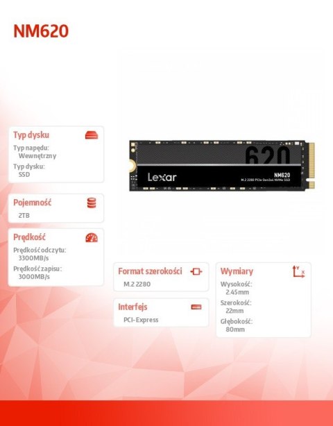 Dysk SSD NM620 2TB NVMe M.2 2280 3300/3000MB/s Dysk SSD NM620 2TB NVMe M.2 2280 3300/3000MB/s