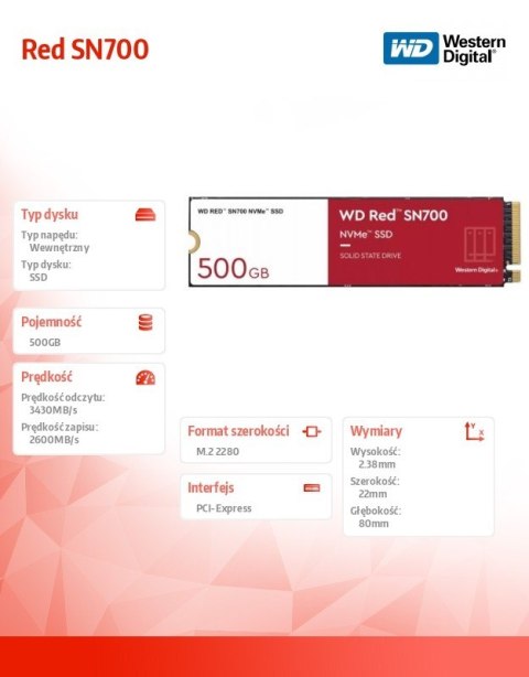 Dysk SSD Red 500GB SN700 2280 NVMe M.2 PCIe Dysk SSD Red 500GB SN700 2280 NVMe M.2 PCIe