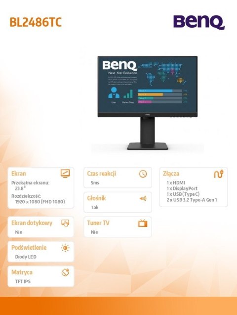 Monitor 23.8 cala BL2486TC LED 4ms/1000:1/IPS/HDMI Monitor 23.8 cala BL2486TC LED 4ms/1000:1/IPS/HDMI