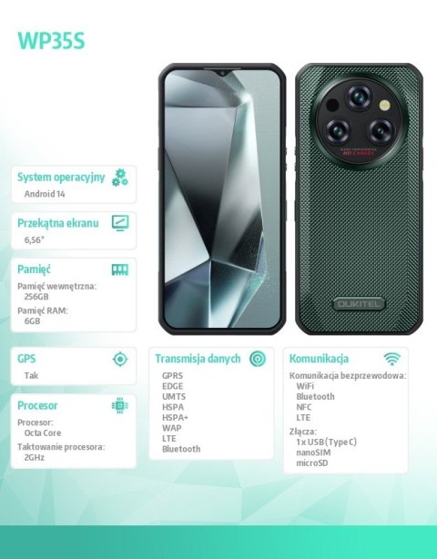 Smartfon WP35S 4G 6/256GB IP69K Zielony