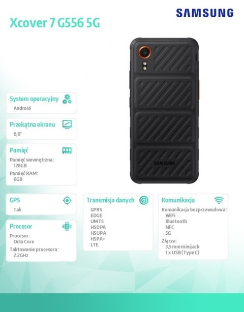 Smartfon Galaxy Xcover 7 5G (6+128GB) Enterprise Edition czarny Smartfon Galaxy Xcover 7 5G (6+128GB) Enterprise Edition czarny