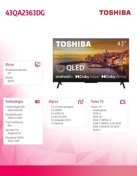 Telewizor QLED 43 cale 43QA2363DG