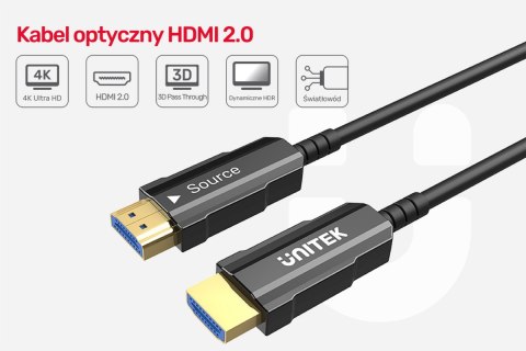Kabel Optyczny HDMI 2.0 15m AOC 4K60Hz C11072BK-15M Kabel Optyczny HDMI 2.0 15m AOC 4K60Hz C11072BK-15M