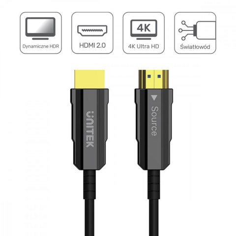 Kabel Optyczny HDMI 2.0 15m AOC 4K60Hz C11072BK-15M Kabel Optyczny HDMI 2.0 15m AOC 4K60Hz C11072BK-15M