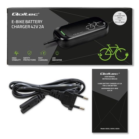 Ładowarka do roweru skutera elektrycznego 36V | 42V | 2A | 5.5*2.5 + wodoodporna + kabel zasilający