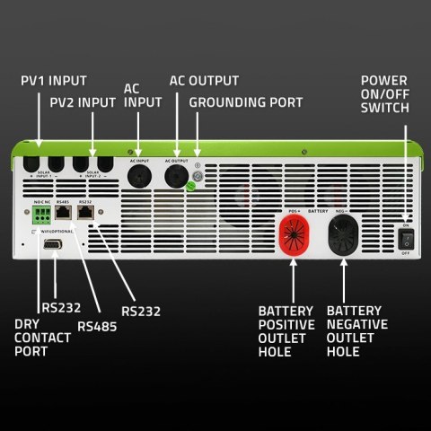 Hybrydowy Inwerter solarny Off-Grid 11000W | 160A | 48V | MPPT | BMS | Sinus | opcja Wi-Fi | Power Factor 1.0 Hybrydowy Inwerter solarny Off-Grid 11000W | 160A | 48V | MPPT | BMS | Sinus | opcja Wi-Fi | Power Factor 1.0
