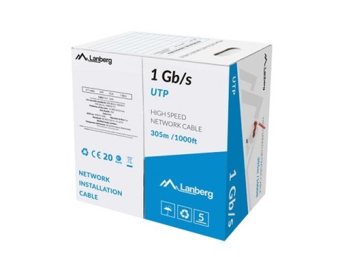 Kabel LAN UTP 1GB/S 305M drut CCA czerwony Kabel LAN UTP 1GB/S 305M drut CCA czerwony