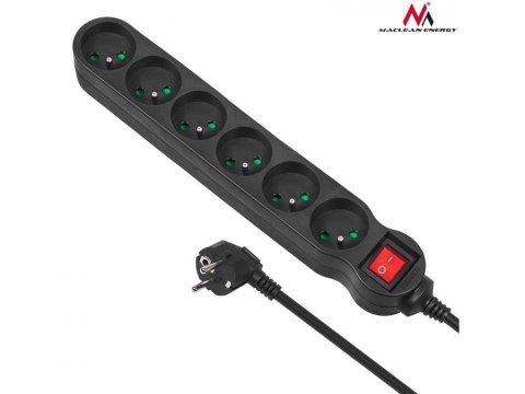 Listwa zasilająca MCE188 6 gniazd 2300W 5m czarna Listwa zasilająca MCE188 6 gniazd 2300W 5m czarna