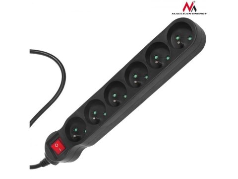 Listwa zasilająca MCE188 6 gniazd 2300W 5m czarna Listwa zasilająca MCE188 6 gniazd 2300W 5m czarna
