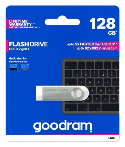 Pendrive UNO3 128GB USB 3.2 Gen1 srebrny Pendrive UNO3 128GB USB 3.2 Gen1 srebrny