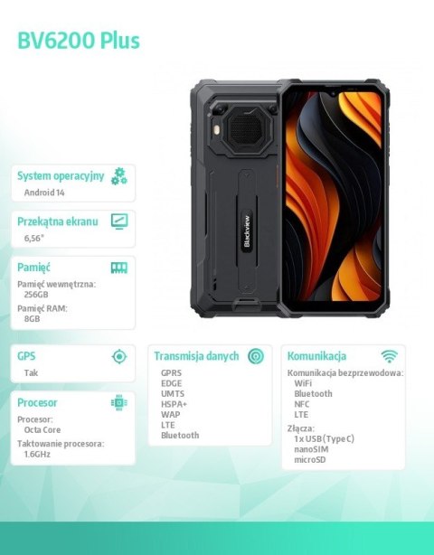 Smartfon BV6200 Plus 8/256GB czarny