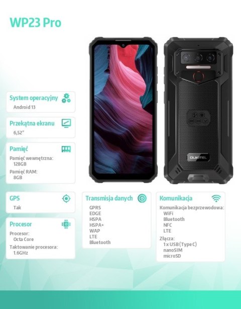 Smartfon WP23 Pro 8/128 GB czarny Smartfon WP23 Pro 8/128 GB czarny