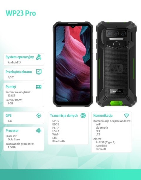 Smartfon WP23 Pro 8/128 GB zielony Smartfon WP23 Pro 8/128 GB zielony