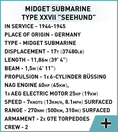 Klocki U-Boat XXVII Seehund Klocki U-Boat XXVII Seehund