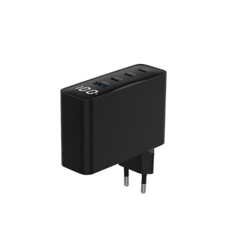 Ładowarka uniwersalna 100W GaN 1xUSB-A 3xUSB-C szybkie ładowanie LCD czarna Ładowarka uniwersalna 100W GaN 1xUSB-A 3xUSB-C szybkie ładowanie LCD czarna