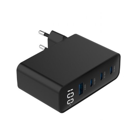 Ładowarka uniwersalna 100W GaN 1xUSB-A 3xUSB-C szybkie ładowanie LCD czarna Ładowarka uniwersalna 100W GaN 1xUSB-A 3xUSB-C szybkie ładowanie LCD czarna