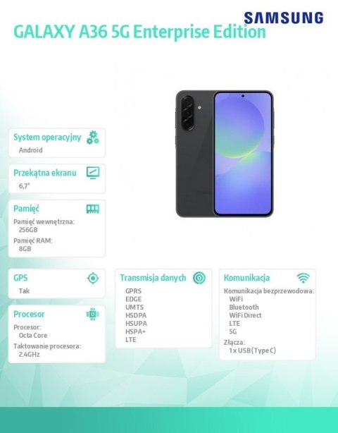 Smartfon GALAXY A36 5G 8/256 GB czarny Enterprise Edition Smartfon GALAXY A36 5G 8/256 GB czarny Enterprise Edition